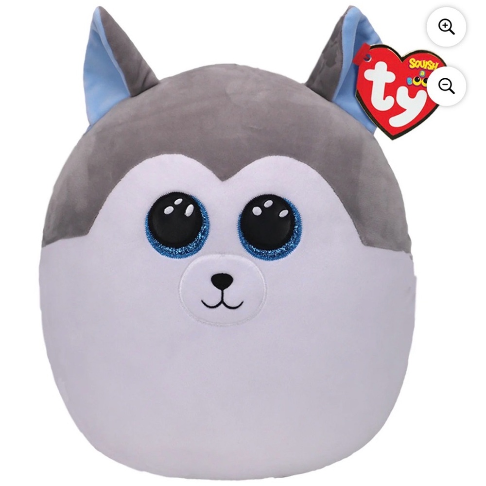 Ty Squish-a-boos Plush Husky with Gray and White Fur #1034